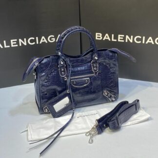balenciaga canta city orta boy lacivert crocodil silver 31x23 cm
