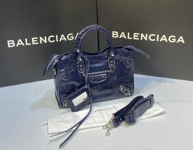 balenciaga canta city orta boy lacivert crocodil silver 31x23 cm