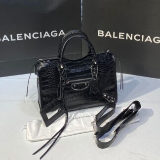 balenciaga canta city orta boy siyah crocodil silver 31x23 cm