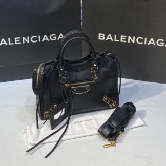 balenciaga canta city orta boy siyah gold 31x23 cm