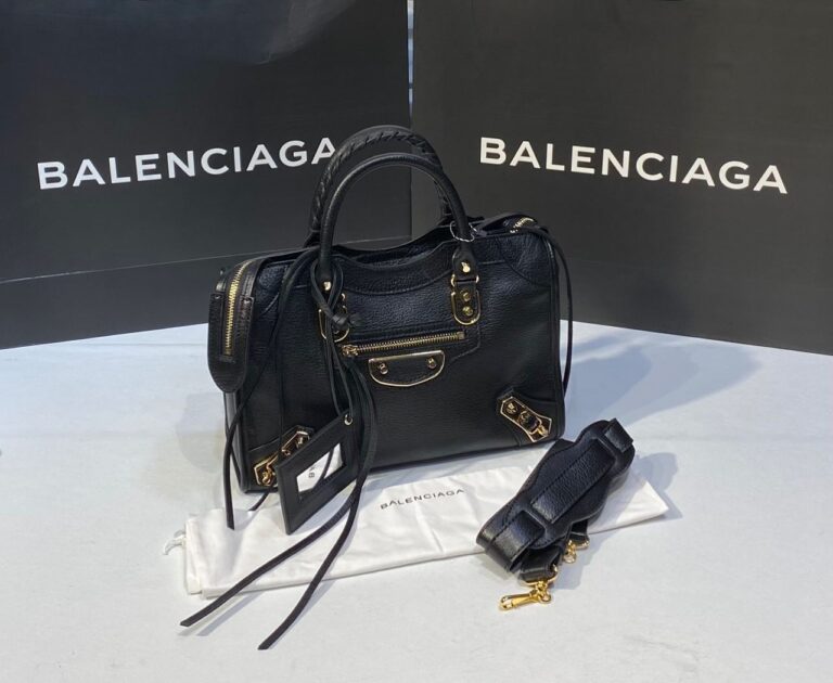 balenciaga canta city orta boy siyah gold 31x23 cm