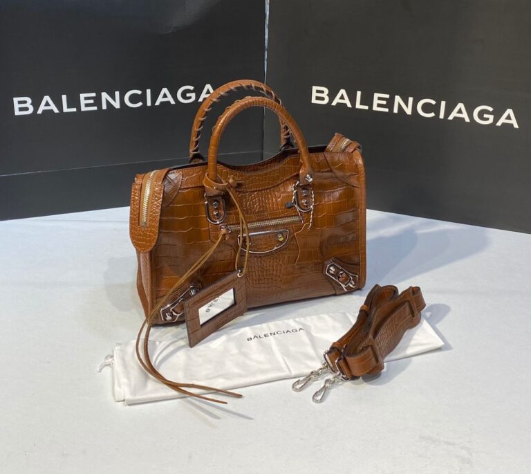 balenciaga canta city orta boy taba crocodil silver 31x23 cm