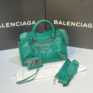 balenciaga canta city orta boy yesil silver 31x23 cm