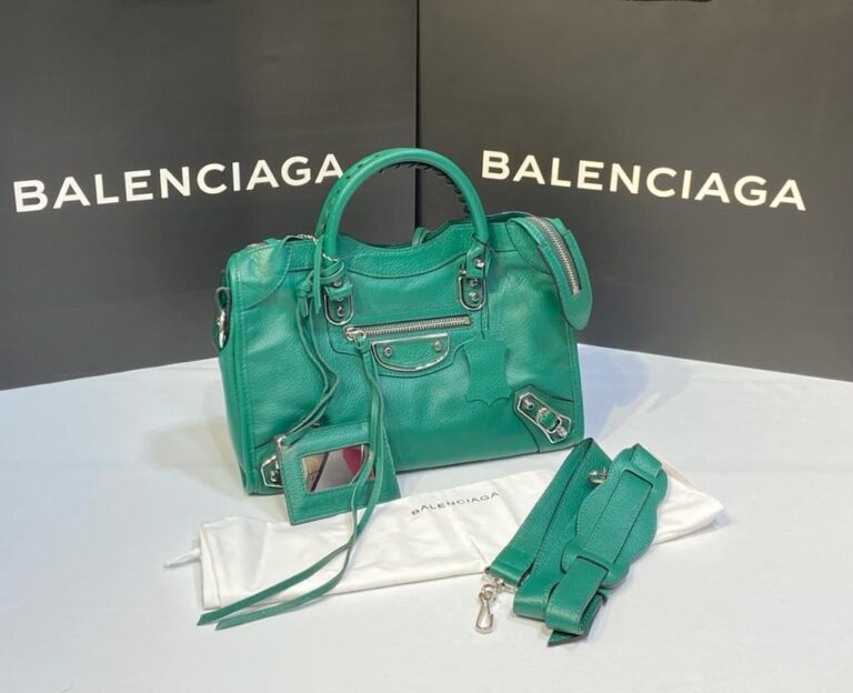 balenciaga canta city orta boy yesil silver 31x23 cm