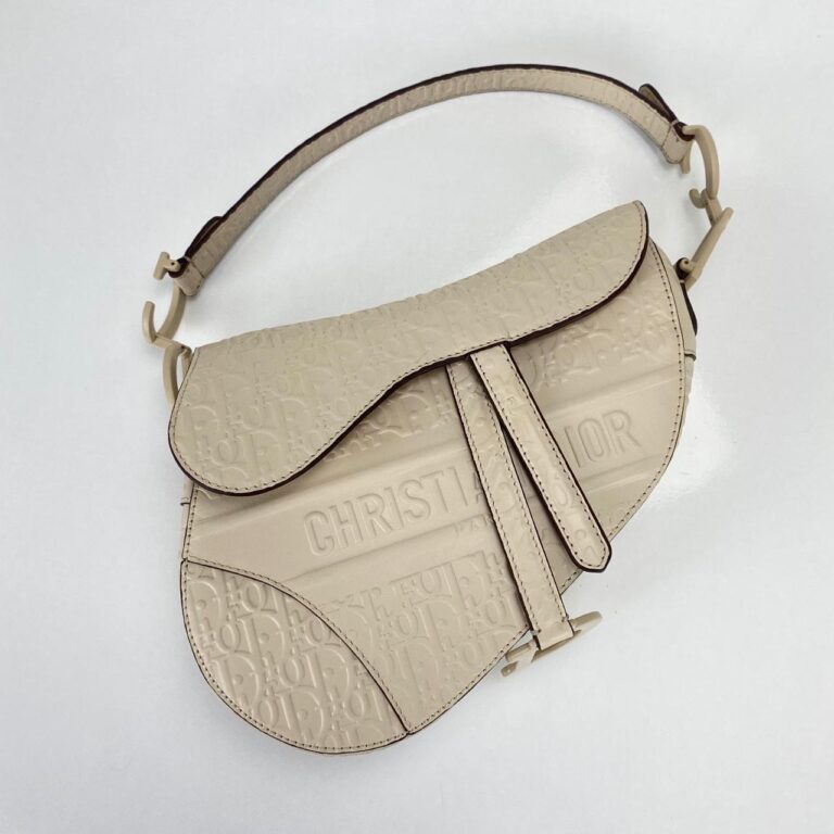 christian dior canta saddle embossed calfskin bej 25x20x6cm