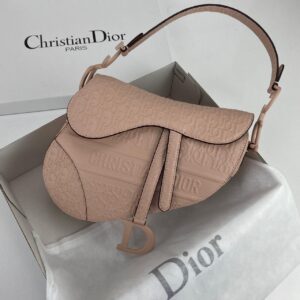 christian dior canta saddle embossed calfskin pudra pembe 25x20x6cm