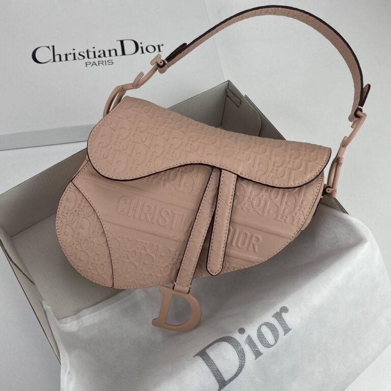 christian dior canta saddle embossed calfskin pudra pembe 25x20x6cm
