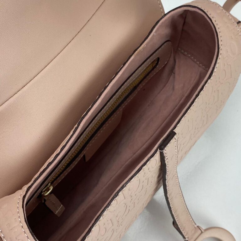 christian dior canta saddle embossed calfskin pudra pembe 25x20x6cm