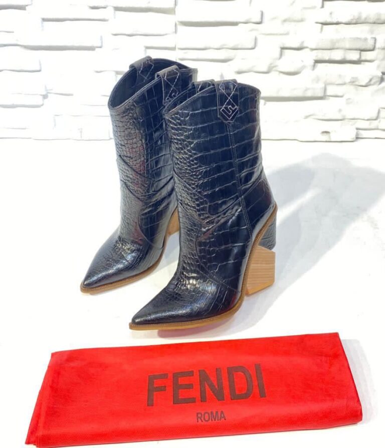 fendi ayakkabi bot siyah topuk 9 cm
