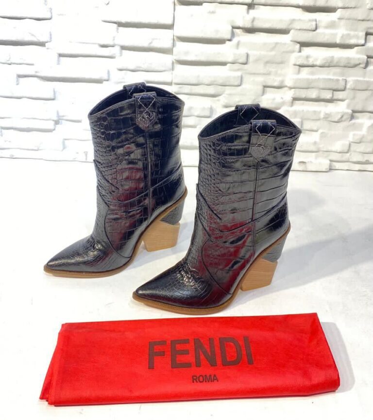 fendi ayakkabi bot siyah topuk 9 cm