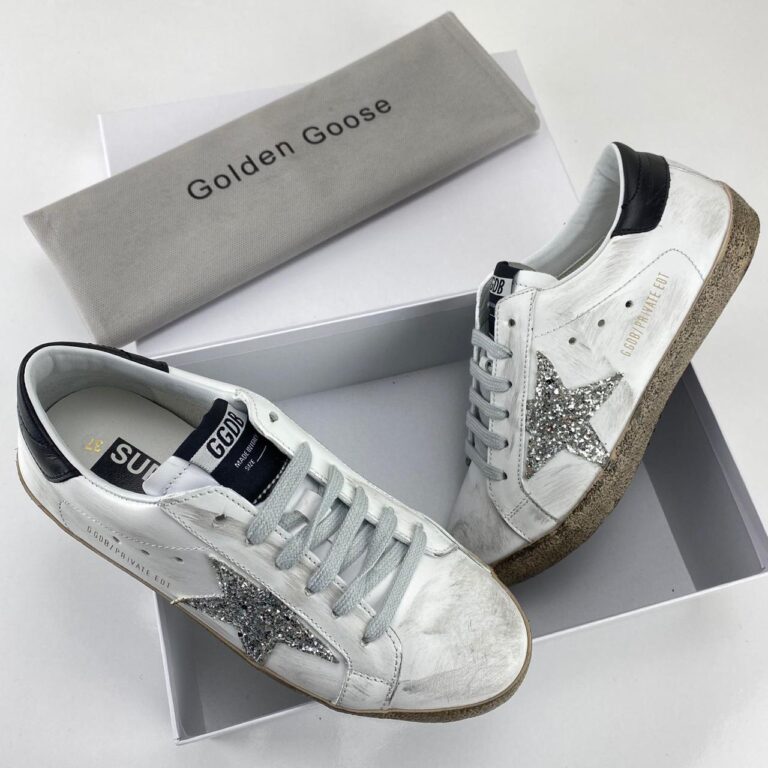 golden goose ayakkabi super star sneaker beyaz silver simli