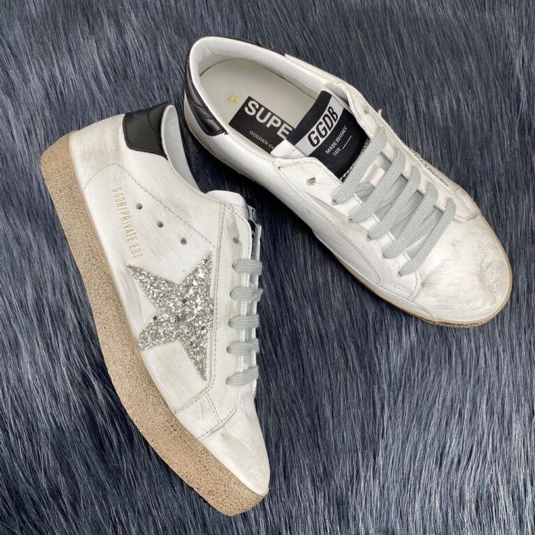 golden goose ayakkabi super star sneaker beyaz silver simli