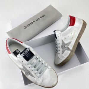 golden goose ayakkabi super star sneaker kirmizi beyaz simli