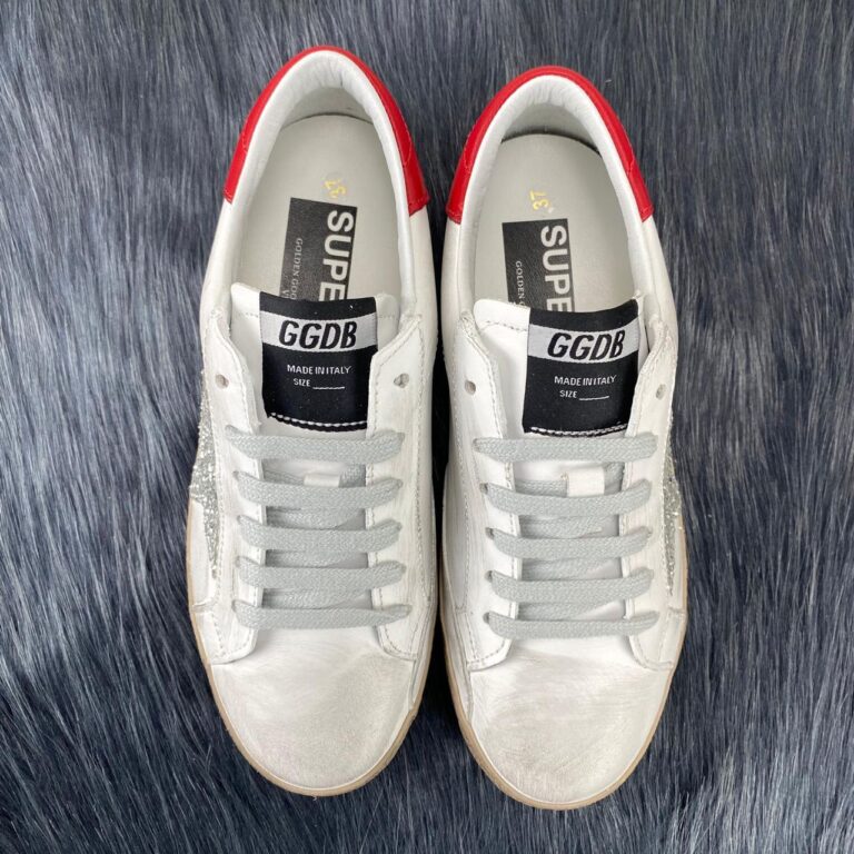golden goose ayakkabi super star sneaker kirmizi beyaz simli