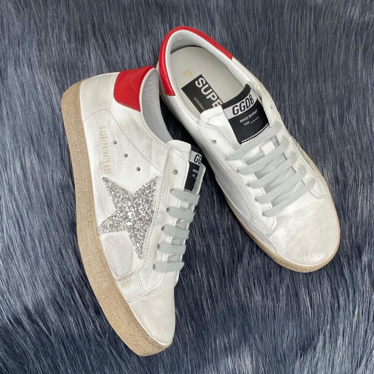 golden goose ayakkabi super star sneaker kirmizi beyaz simli