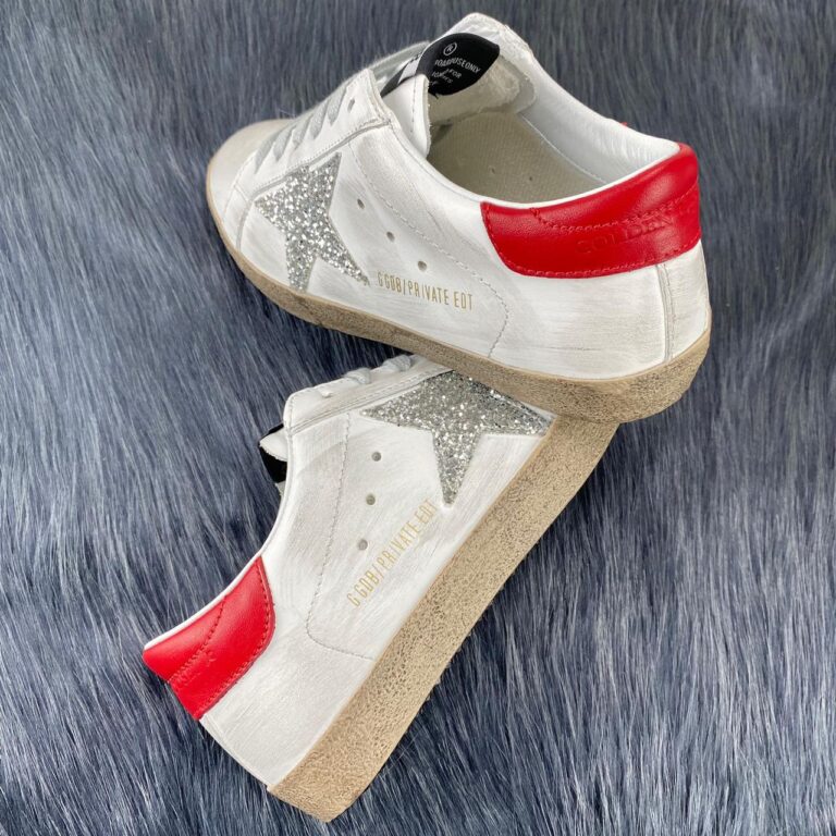 golden goose ayakkabi super star sneaker kirmizi beyaz simli