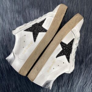 golden goose ayakkabi super star sneaker siyah beyaz simli