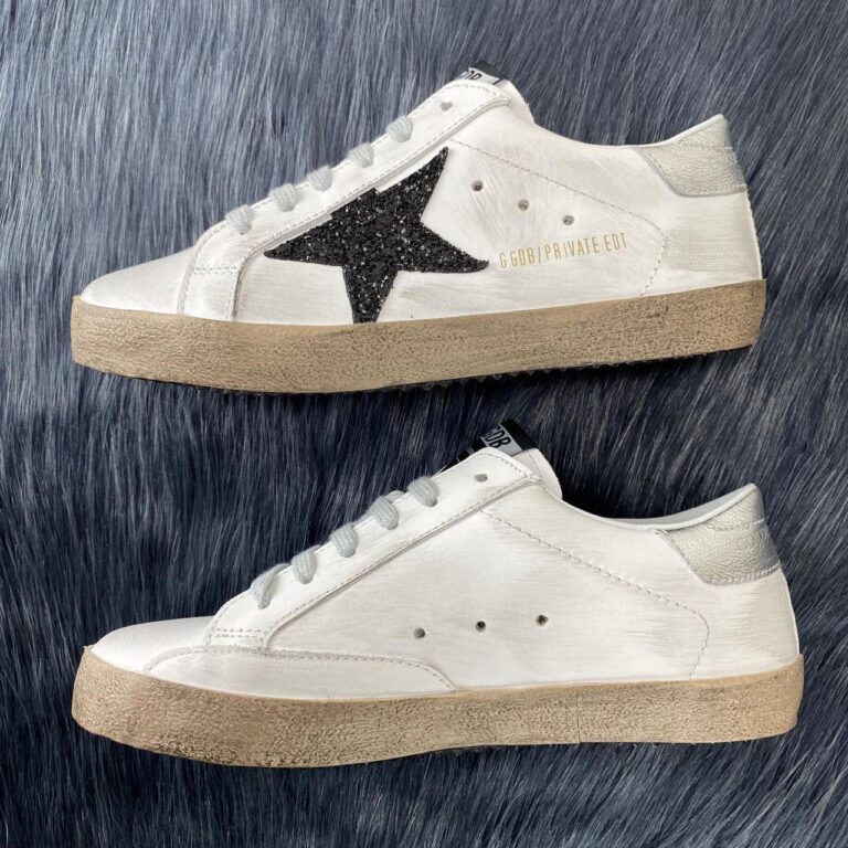 golden goose ayakkabi super star sneaker siyah beyaz simli