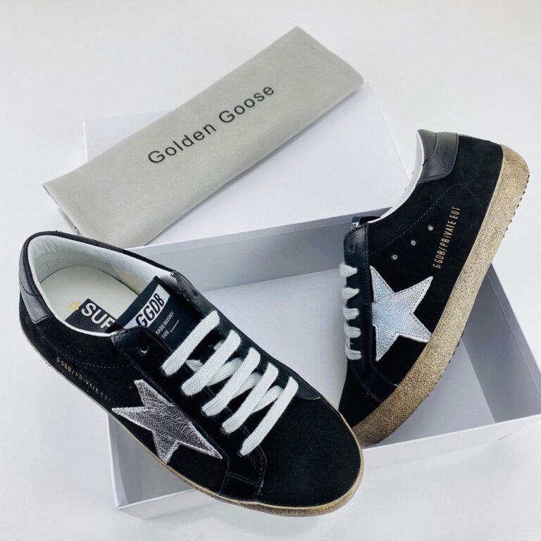 golden goose ayakkabi super star sneaker suet siyah silver