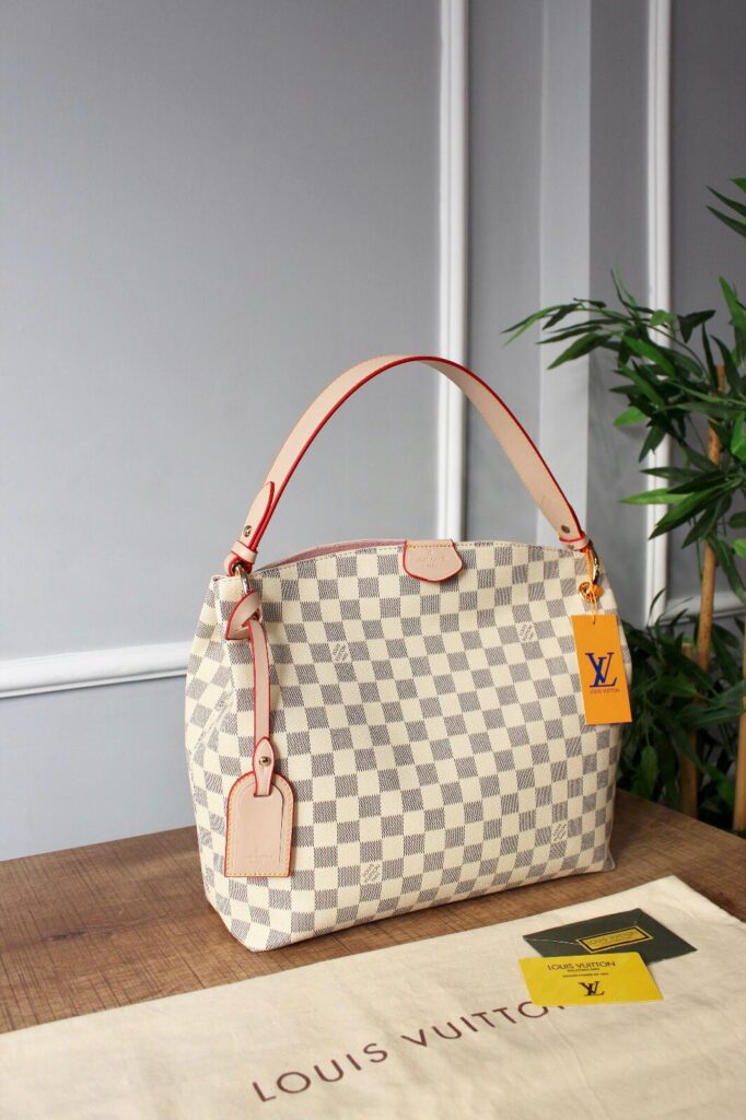 louis vuitton canta graceful mm damier beyaz 41x35x14 cm
