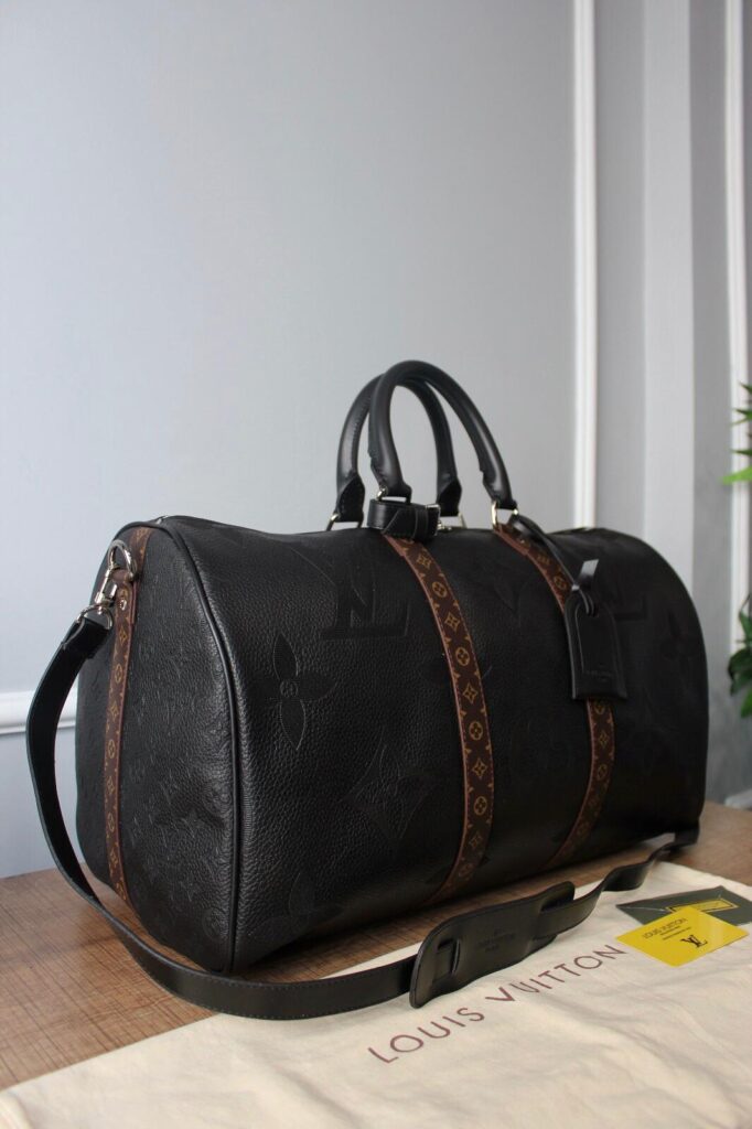 louis vuitton canta keepall bandouliere siyah monogram el valizi 50x29x23