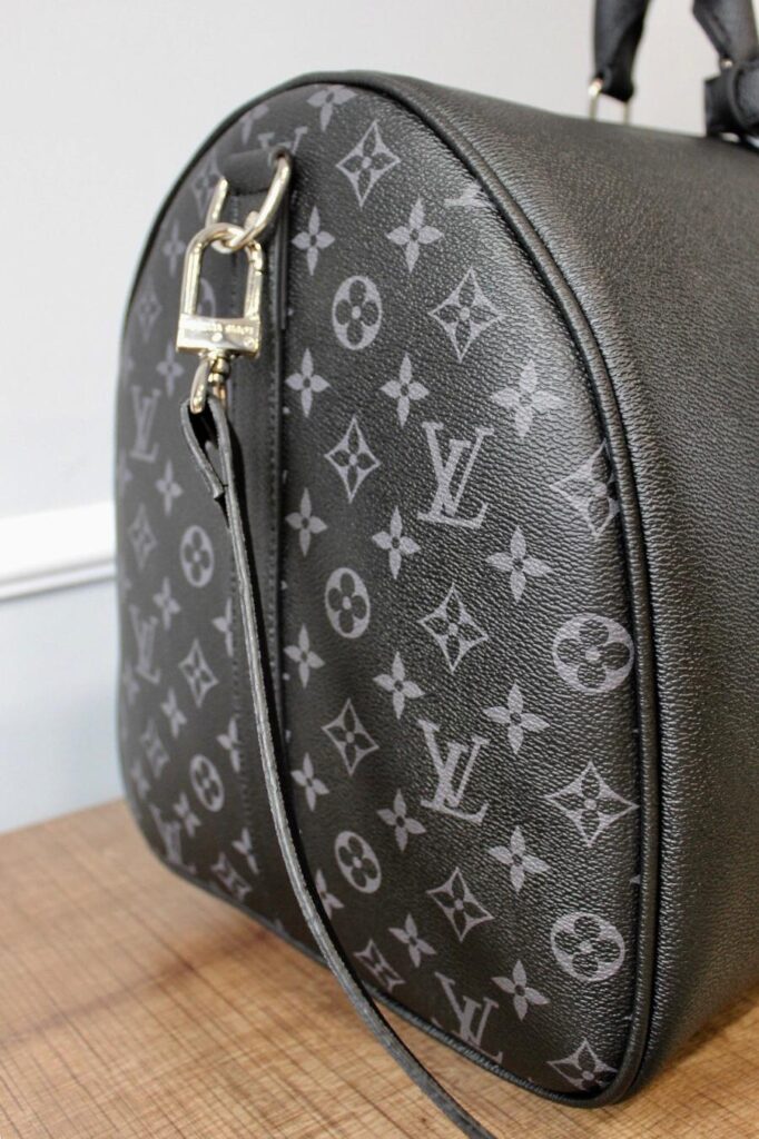 louis vuitton canta keepall siyah gri monogram bandouliere el valizi 50x29x23