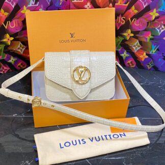 louis vuitton canta pont 9 krem crocodil 23x17 cm