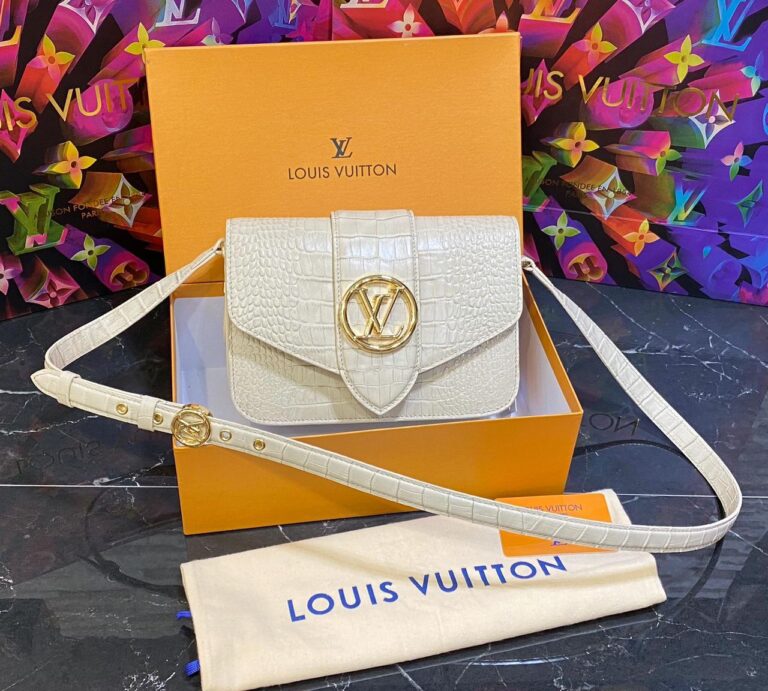 louis vuitton canta pont 9 krem crocodil 23x17 cm