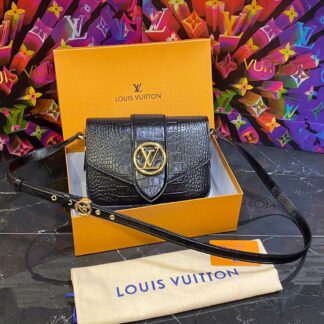 louis vuitton canta pont 9 siyah crocodil 23x17 cm