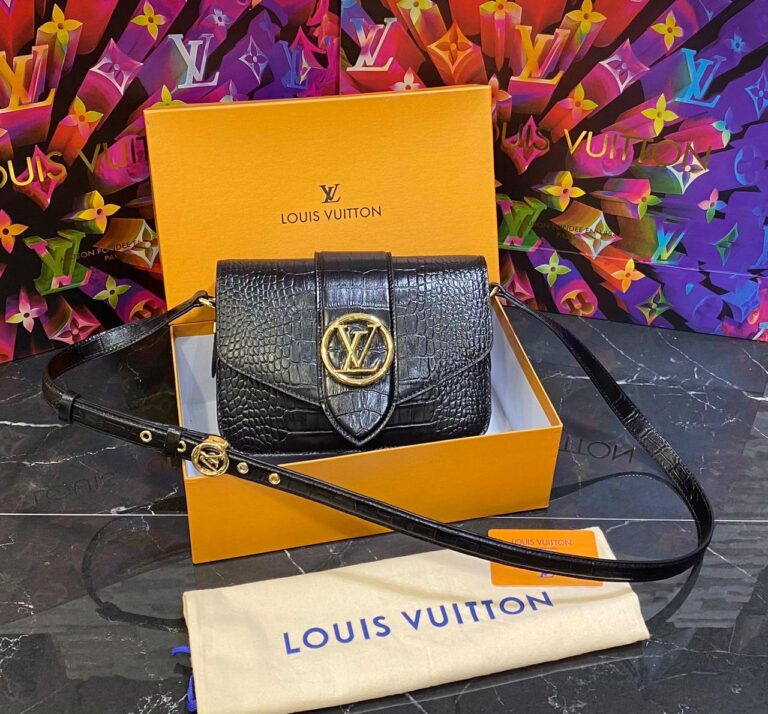 louis vuitton canta pont 9 siyah crocodil 23x17 cm
