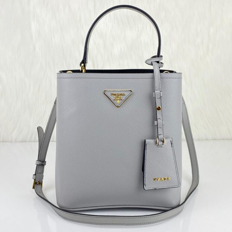 prada canta medium saffiano panier gri