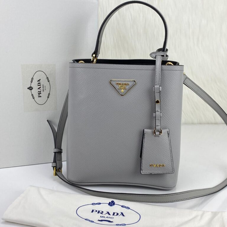 prada canta medium saffiano panier gri