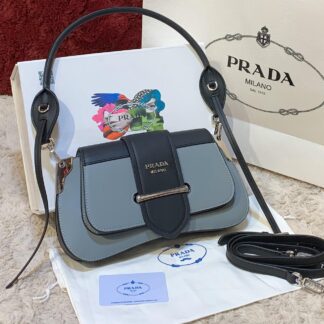prada canta sidonie logo shoulder gri 29x15