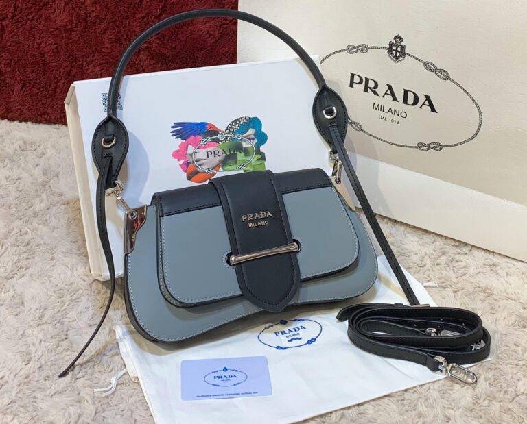 prada canta sidonie logo shoulder gri 29x15