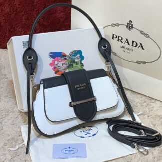 prada canta sidonie logo shoulder siyah beyaz 29x15