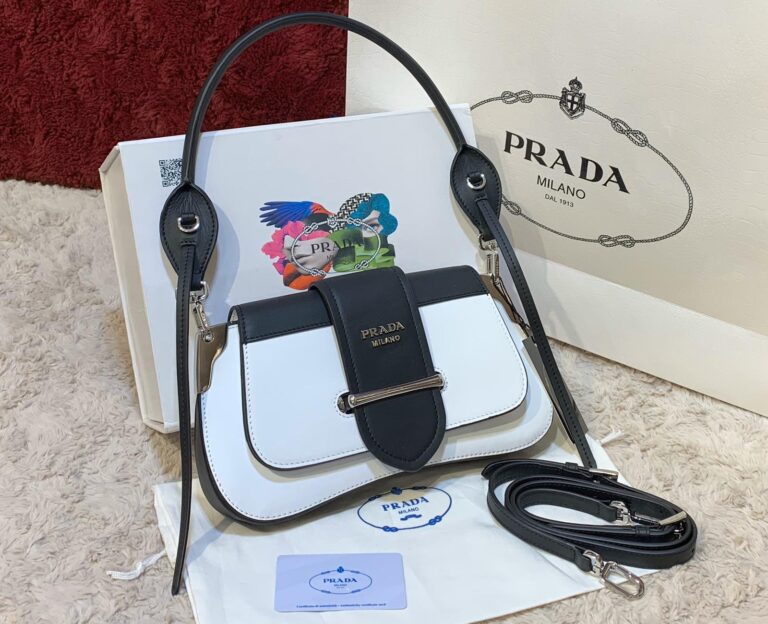 prada canta sidonie logo shoulder siyah beyaz 29x15