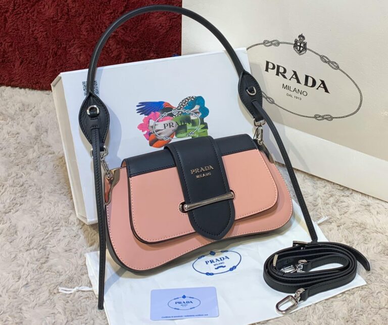 prada canta sidonie logo shoulder siyah pembe 29x15