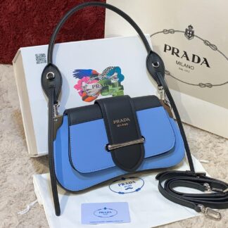 prada canta sidonie logo shoulder siyah saks mavi 29x15