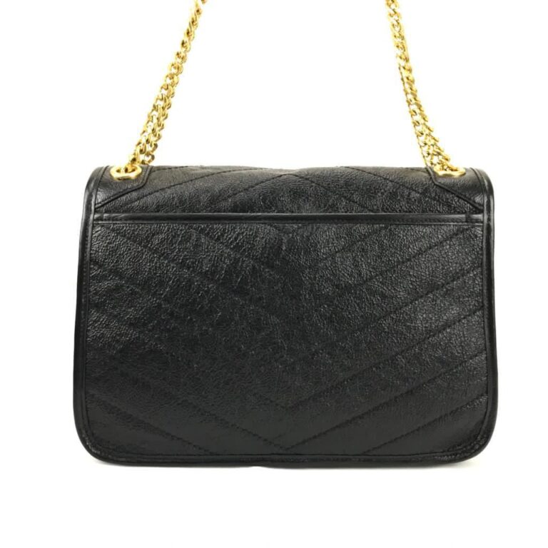 yves saint laurent ysl canta niki medium vintage siyah sari zincir