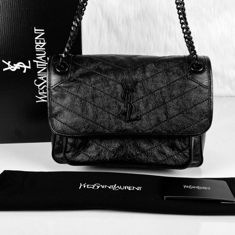 yves saint laurent ysl canta niki medium vintage siyah siyah zincir