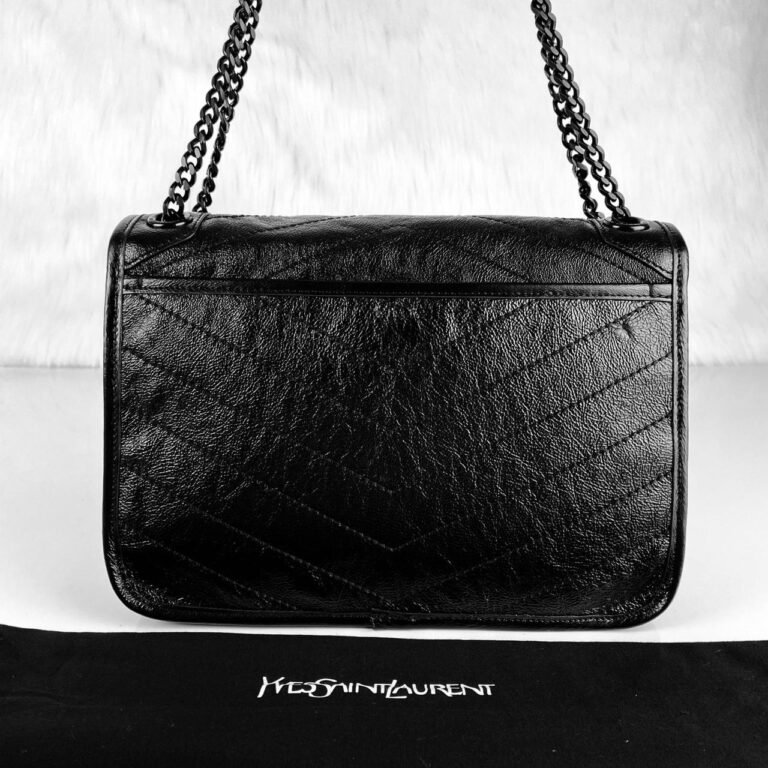 yves saint laurent ysl canta niki medium vintage siyah siyah zincir