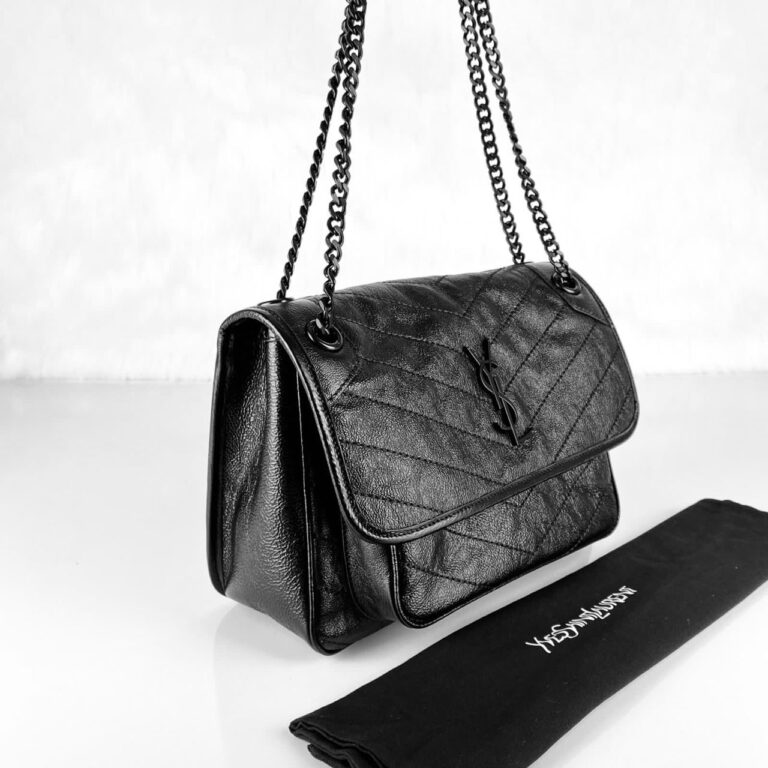 yves saint laurent ysl canta niki medium vintage siyah siyah zincir