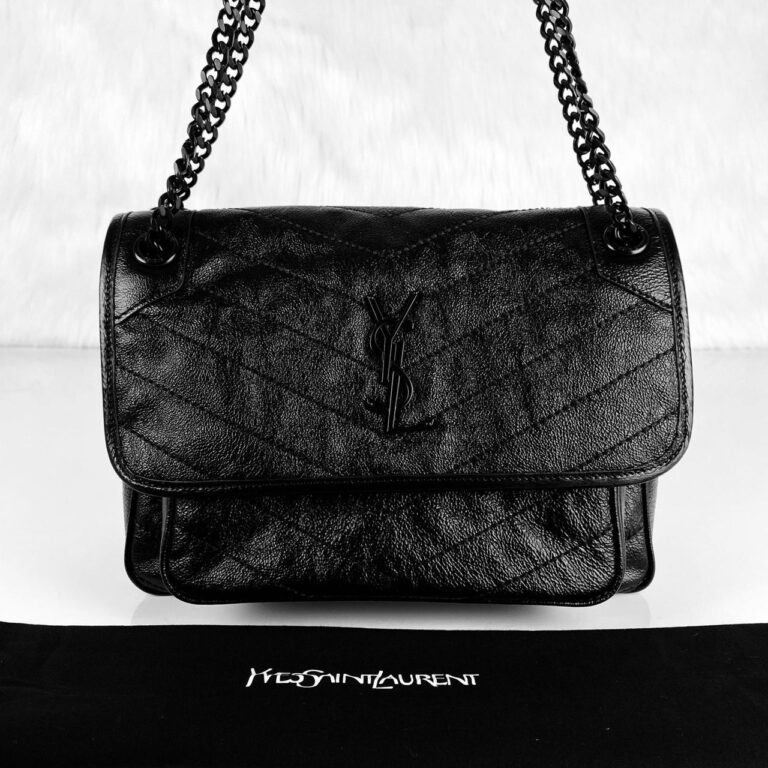 yves saint laurent ysl canta niki medium vintage siyah siyah zincir