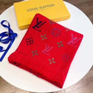 louis vuitton atki logomania kirmizi renkli logo yun 180x33 cm