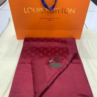 louis vuitton sal esarp ipek polyester bordo simli 175x75 cm