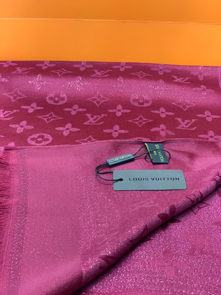louis vuitton sal esarp ipek polyester bordo simli 175x75 cm