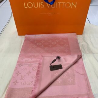 louis vuitton sal esarp ipek polyester pembe simli 175x75 cm