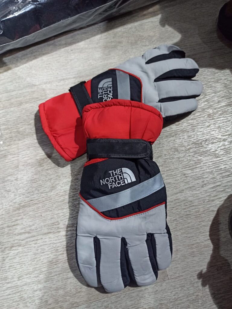 the north face eldiven gri kirmizi su gecirmez kar eldiveni