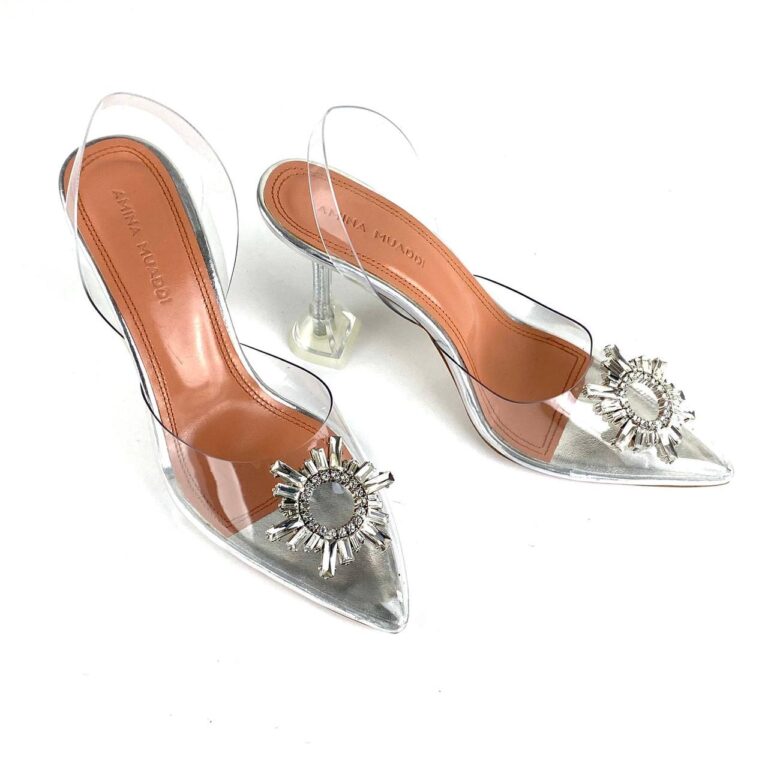 amina muaddi ayakkabi stiletto seffaf topuk 10 cm