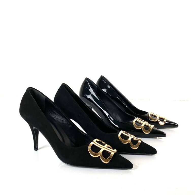 balenciaga ayakkabi siyah suet stiletto square knife